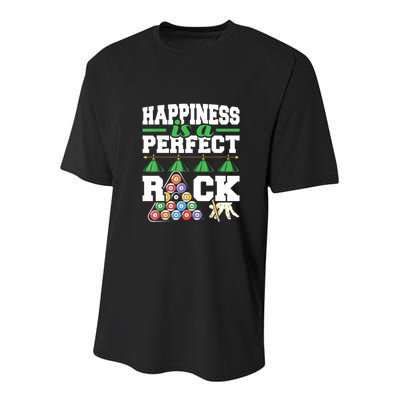 Funny Pool Billiard Player Happiness Is A Perfect Rack Gift Youth Performance Sprint T-Shirt