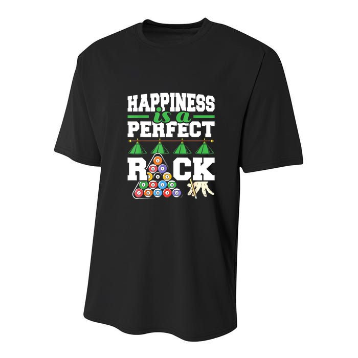 Funny Pool Billiard Player Happiness Is A Perfect Rack Gift Youth Performance Sprint T-Shirt