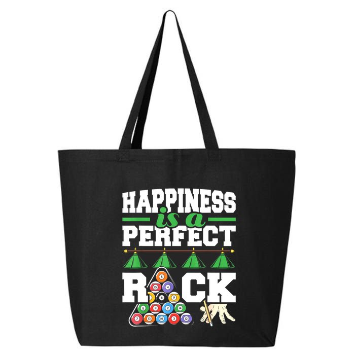 Funny Pool Billiard Player Happiness Is A Perfect Rack Gift 25L Jumbo Tote