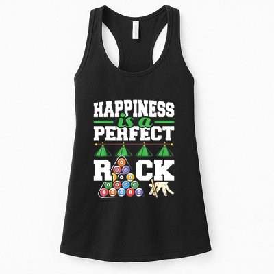 Funny Pool Billiard Player Happiness Is A Perfect Rack Gift Womens Tank Top