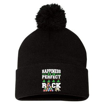 Funny Pool Billiard Player Happiness Is A Perfect Rack Gift Pom Pom 12in Knit Beanie