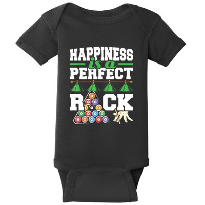 Funny Pool Billiard Player Happiness Is A Perfect Rack Gift Baby Bodysuit