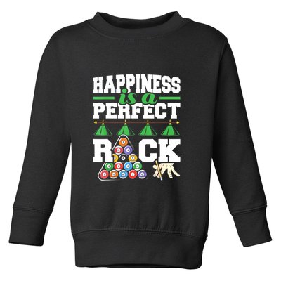 Funny Pool Billiard Player Happiness Is A Perfect Rack Gift Toddler Sweatshirt