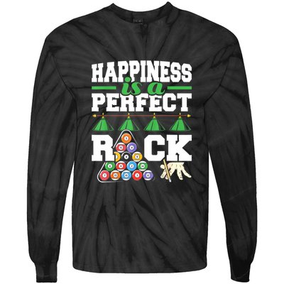 Funny Pool Billiard Player Happiness Is A Perfect Rack Gift Tie-Dye Long Sleeve Shirt