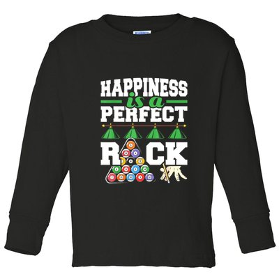 Funny Pool Billiard Player Happiness Is A Perfect Rack Gift Toddler Long Sleeve Shirt