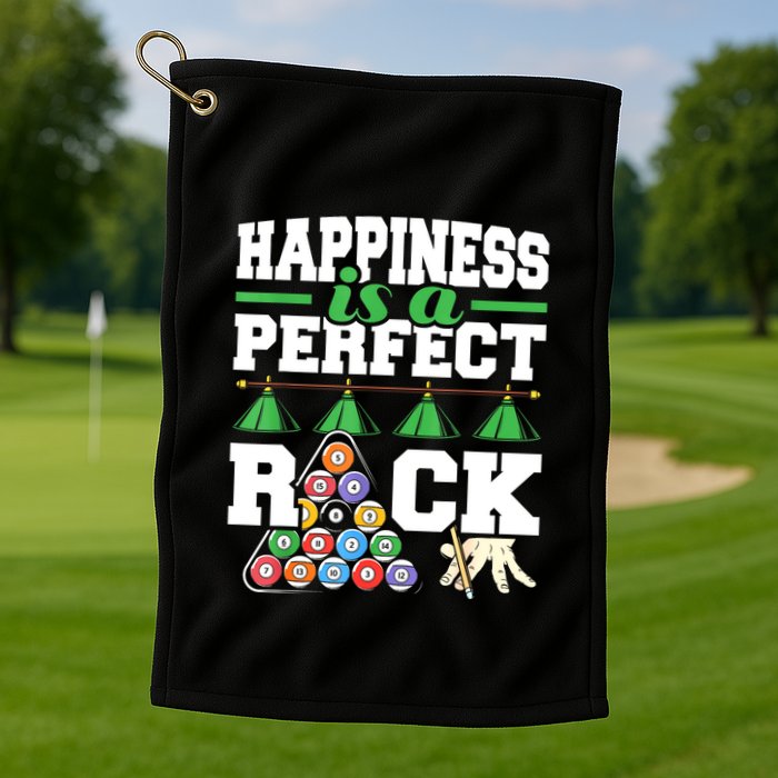 Funny Pool Billiard Player Happiness Is A Perfect Rack Gift Golf Towel
