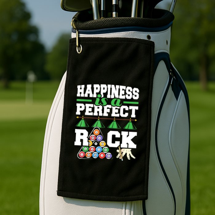 Funny Pool Billiard Player Happiness Is A Perfect Rack Gift Golf Towel