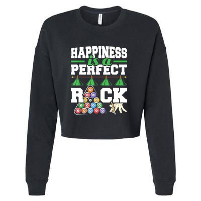 Funny Pool Billiard Player Happiness Is A Perfect Rack Gift Cropped Pullover Crew