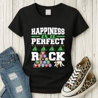 Funny Pool Billiard Player Happiness Is A Perfect Rack Gift Womens T-Shirt