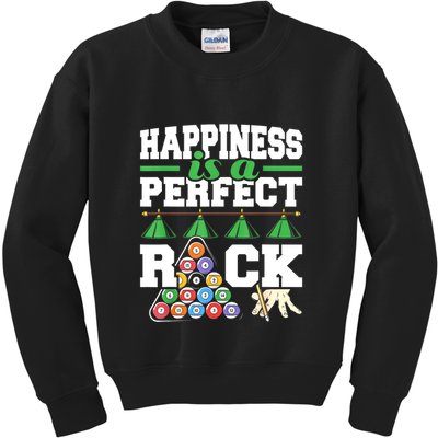 Funny Pool Billiard Player Happiness Is A Perfect Rack Gift Kids Sweatshirt