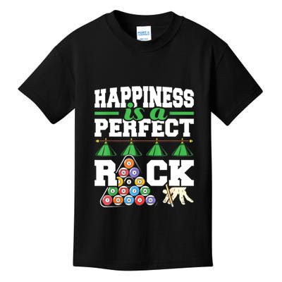 Funny Pool Billiard Player Happiness Is A Perfect Rack Gift Kids T-Shirt