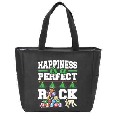 Funny Pool Billiard Player Happiness Is A Perfect Rack Gift Zip Tote Bag