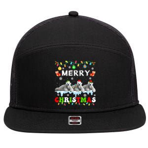 Funny Polar Bear Christmas Squad Xmas Gift 7 Panel Mesh Trucker Snapback Hat