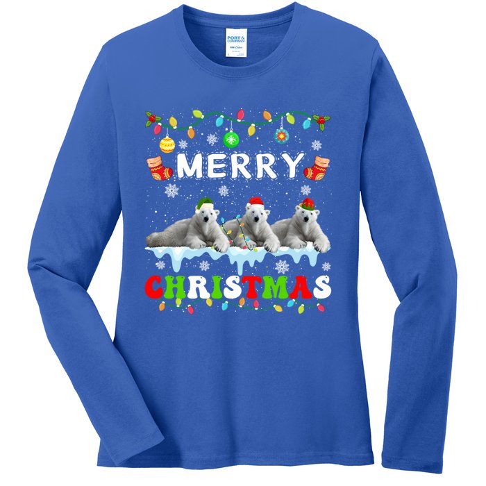 Funny Polar Bear Christmas Squad Xmas Gift Ladies Long Sleeve Shirt