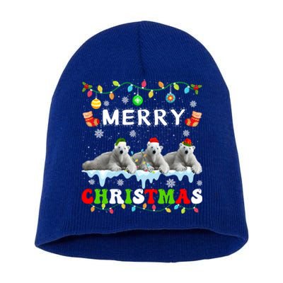 Funny Polar Bear Christmas Squad Xmas Gift Short Acrylic Beanie