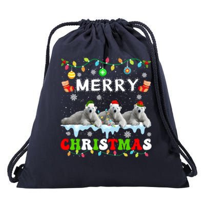 Funny Polar Bear Christmas Squad Xmas Gift Drawstring Bag