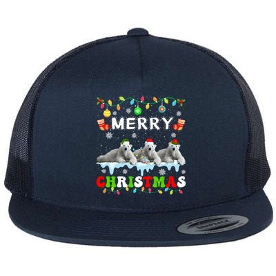 Funny Polar Bear Christmas Squad Xmas Gift Flat Bill Trucker Hat