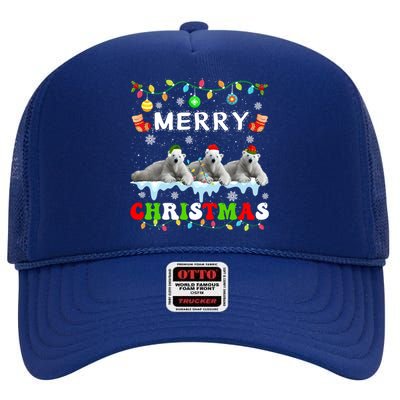 Funny Polar Bear Christmas Squad Xmas Gift High Crown Mesh Back Trucker Hat