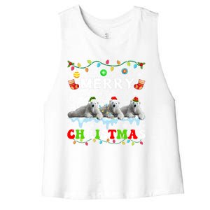 Funny Polar Bear Christmas Squad Xmas Gift Women's Racerback Cropped Tank