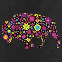 Flower Patterns Bison Buffalo Funny Garment-Dyed Fleece Hoodie