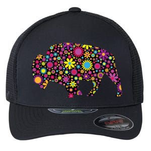 Flower Patterns Bison Buffalo Funny Flexfit Unipanel Trucker Cap