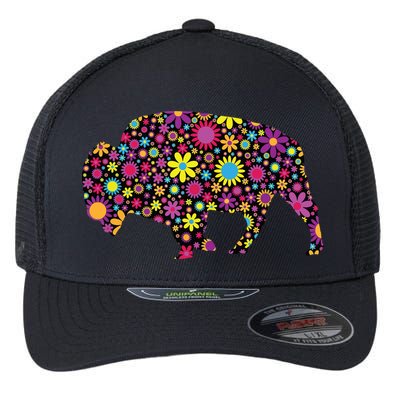 Flower Patterns Bison Buffalo Funny Flexfit Unipanel Trucker Cap