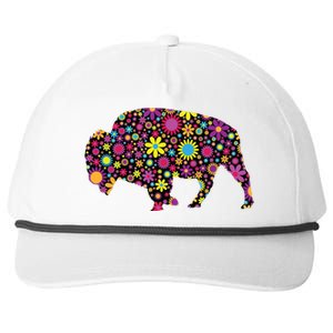 Flower Patterns Bison Buffalo Funny Snapback Five-Panel Rope Hat