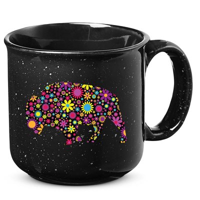 Flower Patterns Bison Buffalo Funny 15oz Campfire Ceramic Mug
