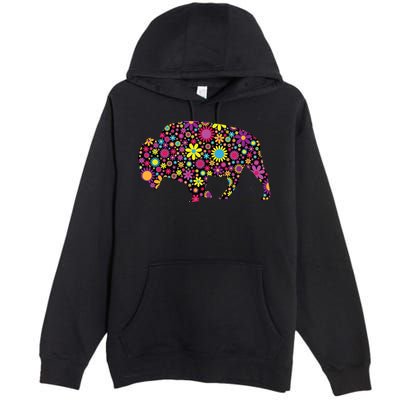 Flower Patterns Bison Buffalo Funny Premium Pullover Hoodie