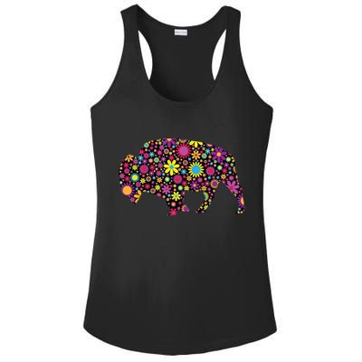 Flower Patterns Bison Buffalo Funny Ladies PosiCharge Competitor Racerback Tank