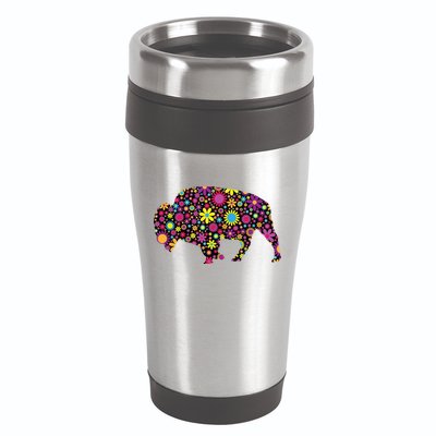 Flower Patterns Bison Buffalo Funny 16oz Travel Tumbler