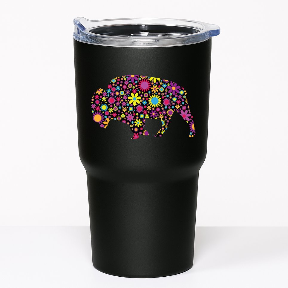 Flower Patterns Bison Buffalo Funny Tumbler