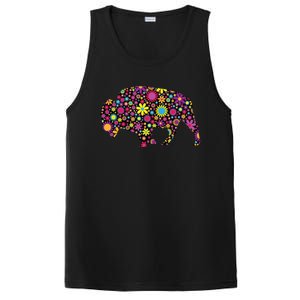 Flower Patterns Bison Buffalo Funny PosiCharge Competitor Tank