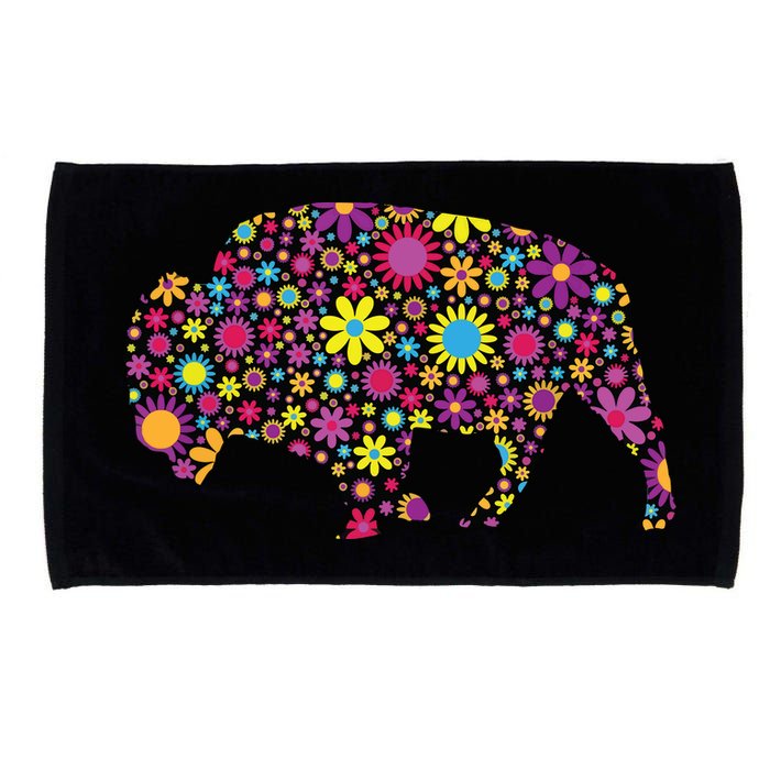 Flower Patterns Bison Buffalo Funny Microfiber Hand Towel