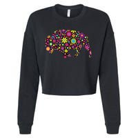 Flower Patterns Bison Buffalo Funny Cropped Pullover Crew