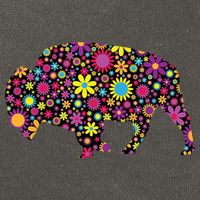 Flower Patterns Bison Buffalo Funny Cotton Canvas Backpack