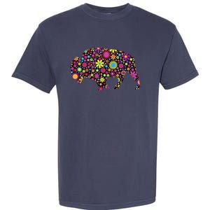 Flower Patterns Bison Buffalo Funny Garment-Dyed Heavyweight T-Shirt