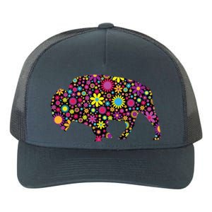 Flower Patterns Bison Buffalo Funny Yupoong Adult 5-Panel Trucker Hat