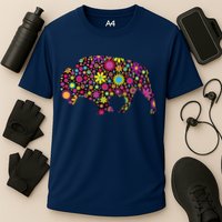 Flower Patterns Bison Buffalo Funny Performance Shirt