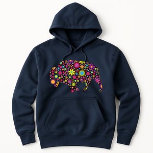 Flower Patterns Bison Buffalo Funny Hoodie