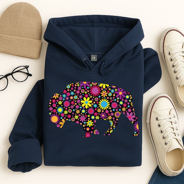 Flower Patterns Bison Buffalo Funny Hoodie
