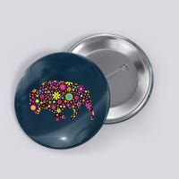 Flower Patterns Bison Buffalo Funny Button