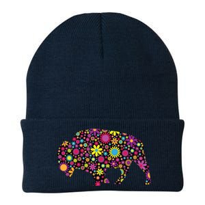 Flower Patterns Bison Buffalo Funny Knit Cap Winter Beanie