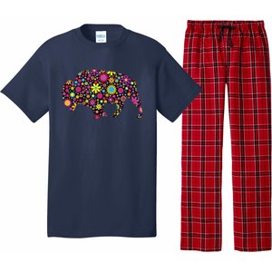 Flower Patterns Bison Buffalo Funny Pajama Set