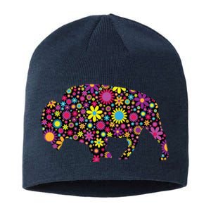 Flower Patterns Bison Buffalo Funny Sustainable Beanie