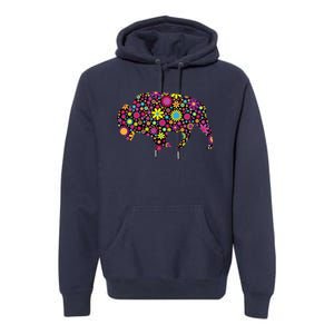 Flower Patterns Bison Buffalo Funny Premium Hoodie