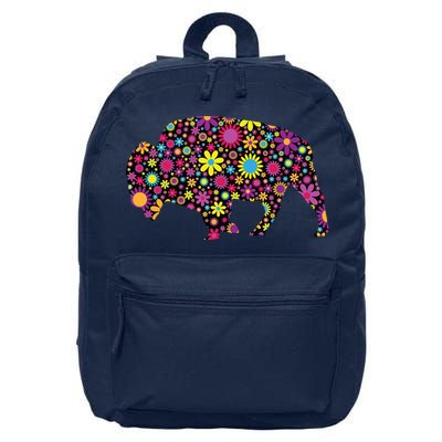 Flower Patterns Bison Buffalo Funny 16 in Basic Backpack