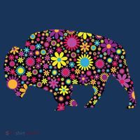 Flower Patterns Bison Buffalo Funny Magnet