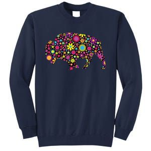 Flower Patterns Bison Buffalo Funny Tall Sweatshirt