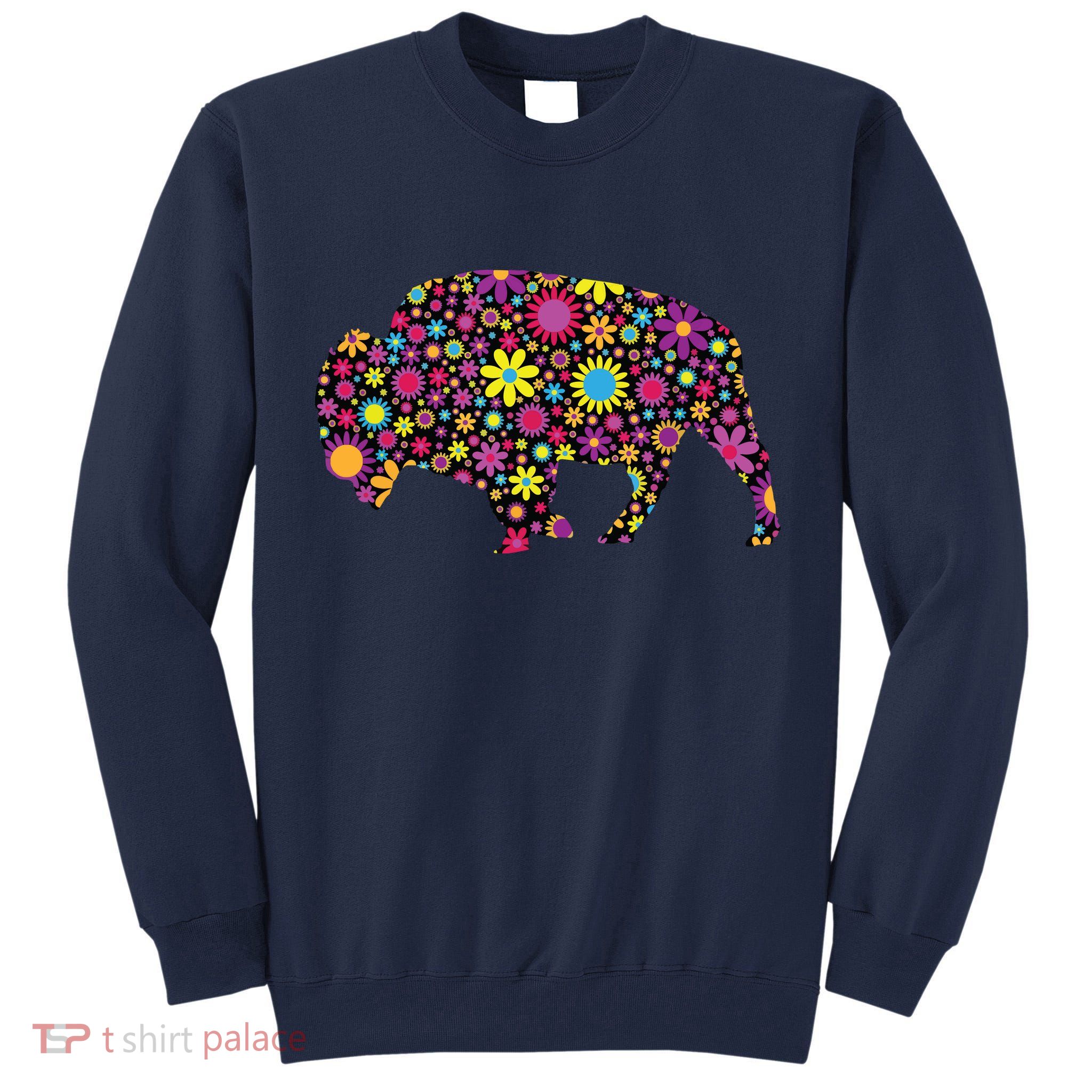 Flower Patterns Bison Buffalo Funny Tall Sweatshirt